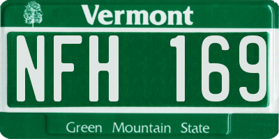 VT license plate NFH169