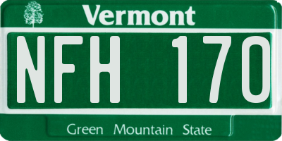 VT license plate NFH170