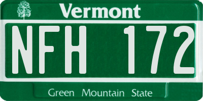 VT license plate NFH172