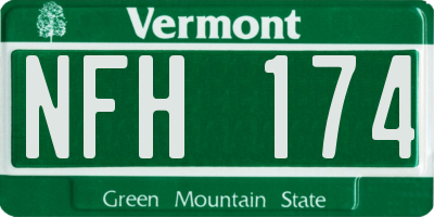 VT license plate NFH174