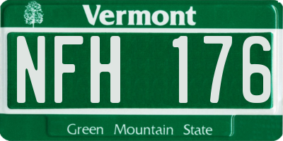 VT license plate NFH176