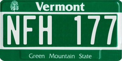 VT license plate NFH177