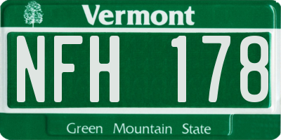 VT license plate NFH178