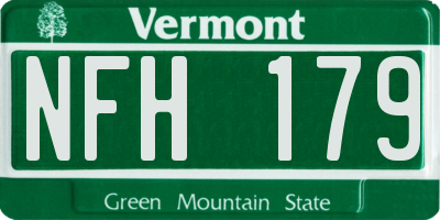VT license plate NFH179