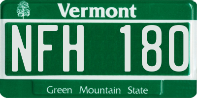VT license plate NFH180