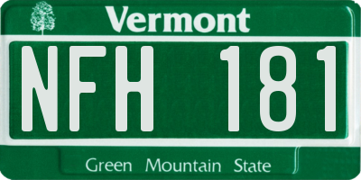 VT license plate NFH181