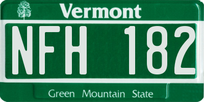 VT license plate NFH182