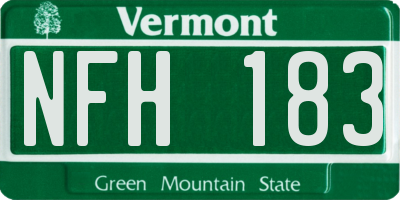 VT license plate NFH183