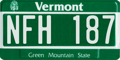 VT license plate NFH187