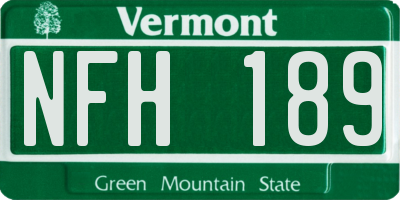 VT license plate NFH189