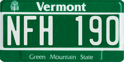 VT license plate NFH190