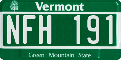 VT license plate NFH191