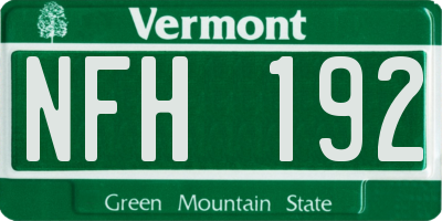 VT license plate NFH192