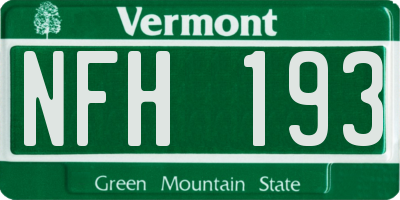 VT license plate NFH193
