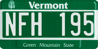VT license plate NFH195