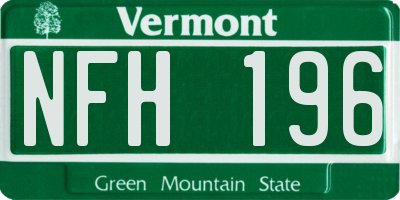 VT license plate NFH196