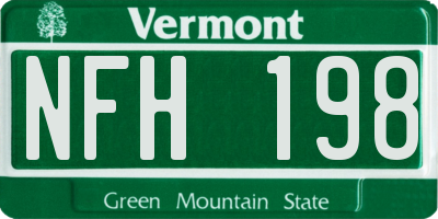 VT license plate NFH198