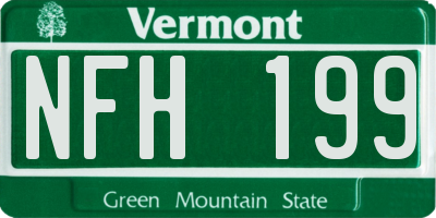 VT license plate NFH199
