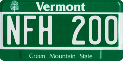 VT license plate NFH200