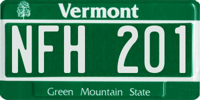 VT license plate NFH201
