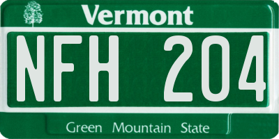 VT license plate NFH204