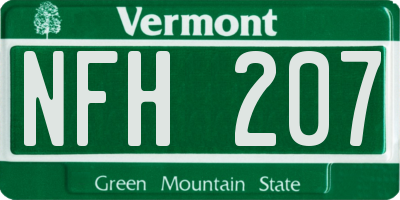 VT license plate NFH207