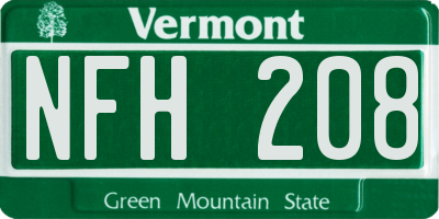 VT license plate NFH208
