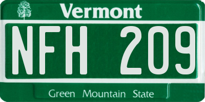 VT license plate NFH209
