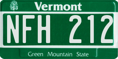 VT license plate NFH212