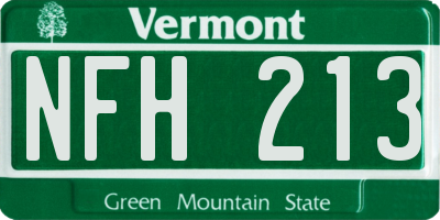 VT license plate NFH213