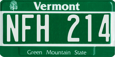 VT license plate NFH214
