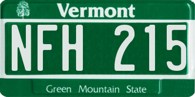 VT license plate NFH215