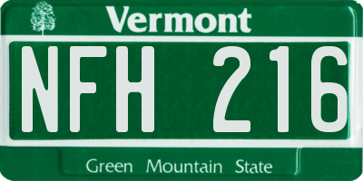 VT license plate NFH216