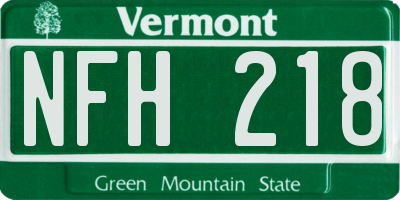 VT license plate NFH218