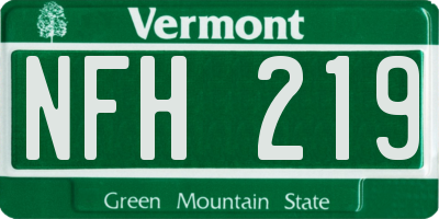 VT license plate NFH219