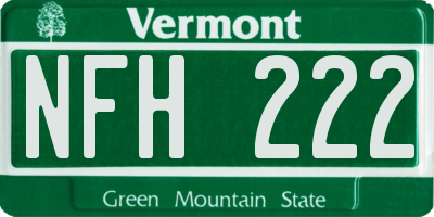 VT license plate NFH222