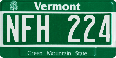 VT license plate NFH224
