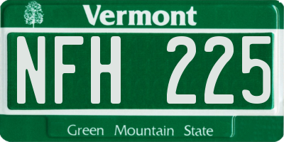 VT license plate NFH225