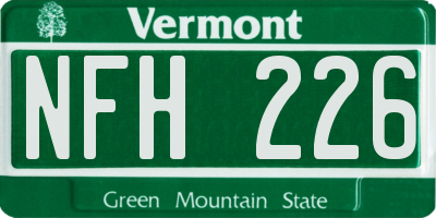 VT license plate NFH226