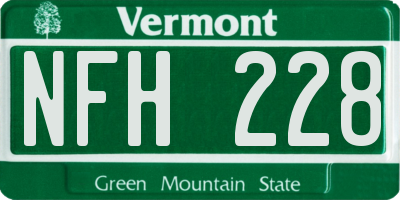 VT license plate NFH228