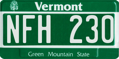 VT license plate NFH230