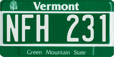 VT license plate NFH231