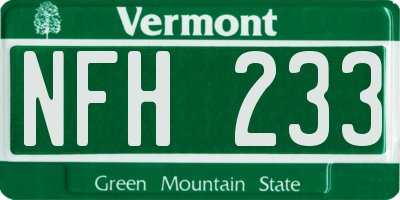 VT license plate NFH233