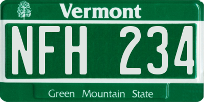 VT license plate NFH234