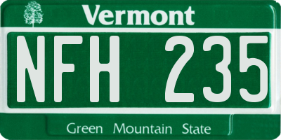 VT license plate NFH235