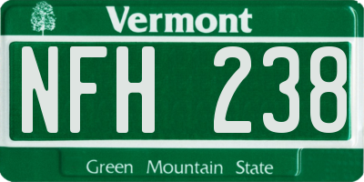 VT license plate NFH238