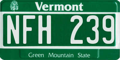 VT license plate NFH239