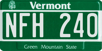 VT license plate NFH240