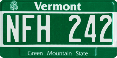 VT license plate NFH242