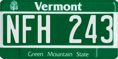 VT license plate NFH243